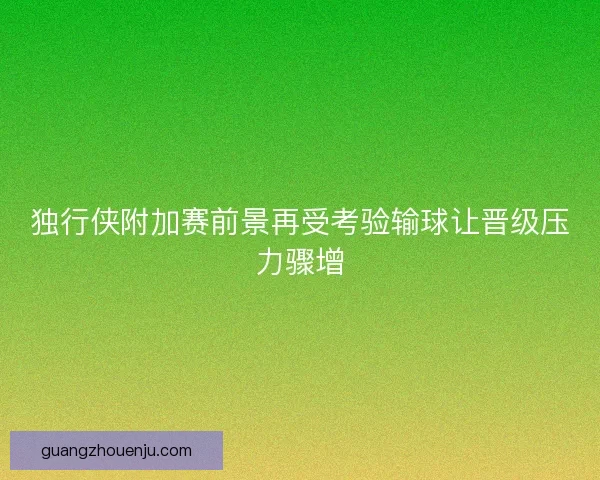 独行侠附加赛前景再受考验输球让晋级压力骤增